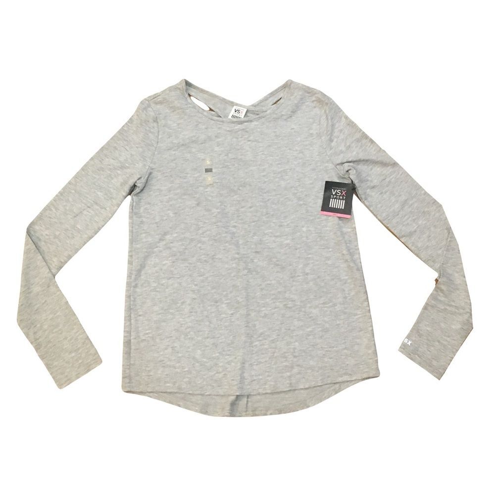 VSX Sport Victoria’s Secret SMALL gray open back thumb holes lightweight sweater